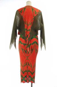 PLEATS PLEASE ISSEY MIYAKE イッセイミヤケ セットアップ ノースリーブプリーツワンピース カーディガン 総柄 2 3 レッド