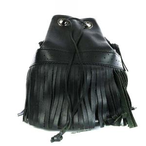 J&M DAVIDSON CARNIVAL L ショルダーバッグ レザー 牛革 巾着 フリンジ ブラック