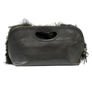 PELLICO ハンドバッグ ファー レザー ブラック