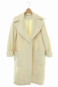 ロングシャギーコート チェスターコート アウター ウール アルパカモヘヤ混 34 オフホワイト