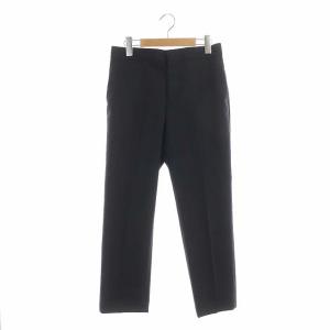 ウールモヘヤシャンブレーベーシックパンツ テーパード スラックス 36 ネイビー