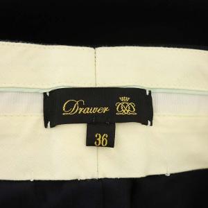 Drawer ウールモヘヤシャンブレーベーシックパンツ テーパード スラックス 36 ネイビー