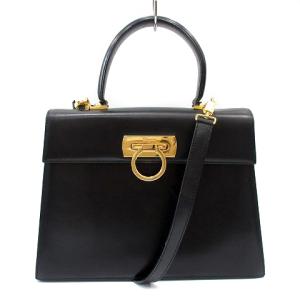 ガンチーニ 2WAY ハンドバッグ レザー スクエア ブラック