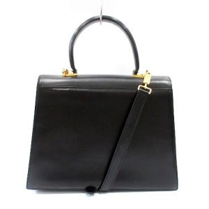 Salvatore Ferragamo ガンチーニ 2WAY ハンドバッグ レザー スクエア ブラック