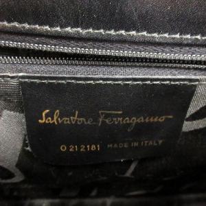 Salvatore Ferragamo ガンチーニ 2WAY ハンドバッグ レザー スクエア ブラック
