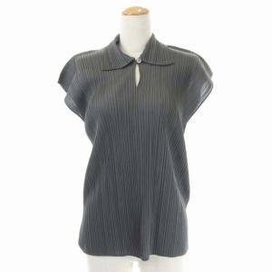 プリーツ衿付きノースリーブカットソー グレー