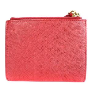 PRADA サフィアーノレザー 財布 二つ折り ロゴ FUOCO レッド