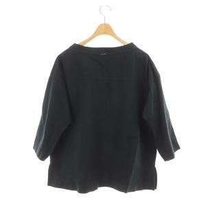 MARGARET HOWELL DENSE COTTON ボートネック七分袖ブラウス 2 ネイビー