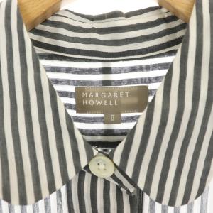 MARGARET HOWELL 20SS BOLD STRIPE COTTON SILK シャツ 2 グレー