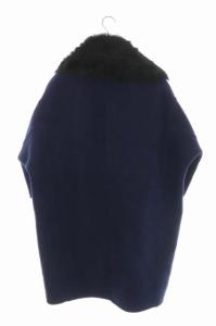 CELINE フィービー期 ムートンカラー 2WAY コート ウール シープスキン 38 ネイビー
