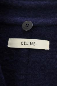 CELINE フィービー期 ムートンカラー 2WAY コート ウール シープスキン 38 ネイビー