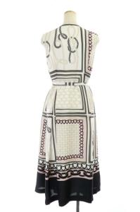 Grace Class 21SS マリンスカーフプリントワンピース ノースリーブ リボン付き 38 マルチカラー