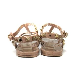VALENTINO GARAVANI サンダル フラット ロックスタッズ ストラップ PVC 36 ベージュ