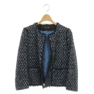 ノーカラージャケット ツイード 40 ブラック