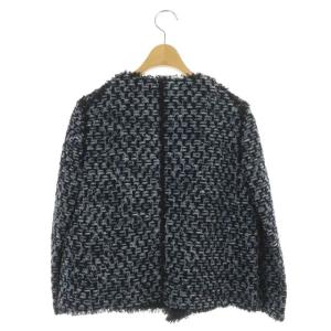 Drawer ノーカラージャケット ツイード 40 ブラック
