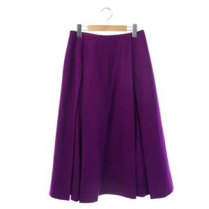 フランネルタックフレアスカート ロング ウール 36 紫