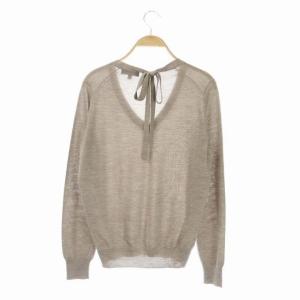 Drawer 18Gカシミヤシルクバックリボンニット セーター 長袖 Vネック 1 モカ