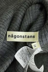 nagonstans Vネック リブニットワンピース ロング 長袖 38 グレー