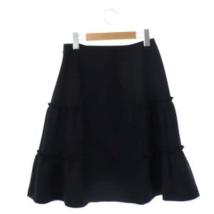 M'S GRACY サイドティアードスカート フレア フリル ひざ丈 38 ブラック