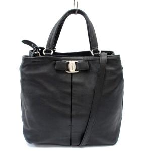 ヴァラリボン ショルダーバッグ  2WAY レザー ブラック