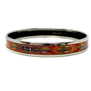 エマイユ バングル ブレスレット 総柄 オレンジ