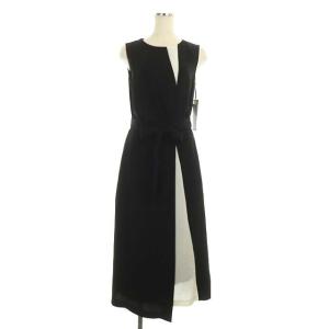 バイカラー切替ワンピース ブラック