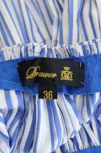 Drawer 19SS ストライプ プリーツ ラップスカート ロング ギャザー フレア ブルー ホワイト