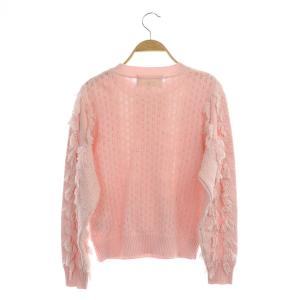 AKIRANAKA フリンジ ニット 切替 ピンク