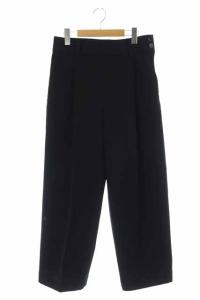 21AW WOOL COTTON SERGE パンツ トラウザーズ ワイド タック 3 ブラック
