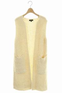 コットンフリンジロングニットベスト 1 ライトベージュ