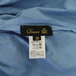 Drawer コットンシルクブロード生地ギャザーノースリーブブラウス 36 ライトブルー