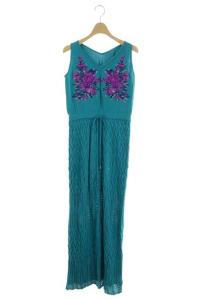 19SS 刺繍レースニットワンピース 36 ターコイズブルー