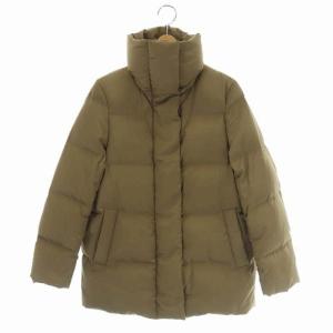 ウエストギャザーダウンジャケット アウター ミドル丈 ジップアップ 総裏地 38 キャメル