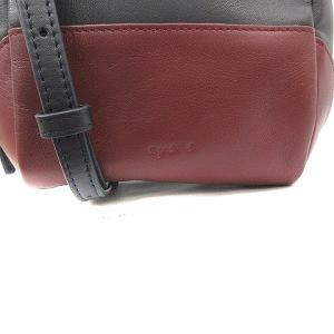 agnes b. レザーポシェットショルダーバッグ バイカラー ネイビー ボルドー