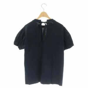 PRADA バックリボンTシャツ カットソー 半袖 S ネイビー