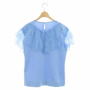 ANAYI プルオーバー半袖レースカットソー ライトブルー