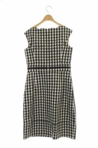 TOCCA ギンガムチェックスカラップノースリーブワンピース ブラック