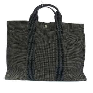 HERMES エールラインMM トートバッグ キャンバス ダークグレー