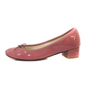 Repetto バレエシューズ チャンキーヒール リボンモチーフ エナメル ピンク