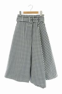 19SS チェックレイヤードフレアスカート 36 ホワイト