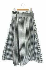 GRACE CONTINENTAL 19SS チェックレイヤードフレアスカート 36 ホワイト