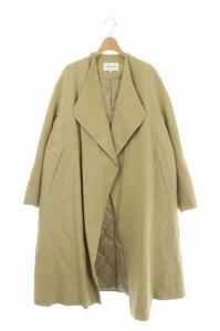 キルティングライナーダブルクロスノーカラーコート 38 ベージュ