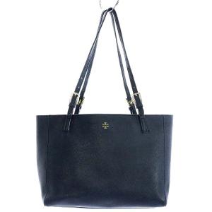 トートバッグ レザー ロゴ ネイビー