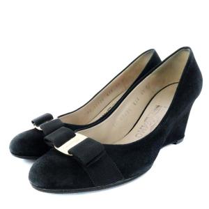 パンプス スエード ウエッジソール ヴァラ 24cm ブラック