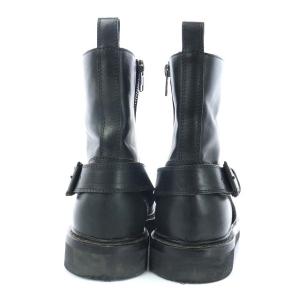 ANN DEMEULEMEESTER ショートブーツ レザー ローヒール ベルト サイドジップ 37 ブラック