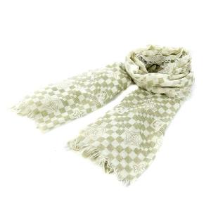 モノグラム ストール フリンジ カシミヤ シルク混 グリーン