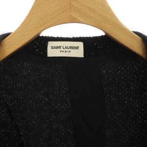 SAINT LAURENT PARIS カーディガン ハートスタッズ装飾 モヘヤ M ブラック