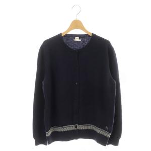 クルーネックカーディガン Hロゴ刺繍 42 紺