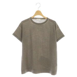 ウールカシミヤ混ボーダーTシャツ L ベージュ