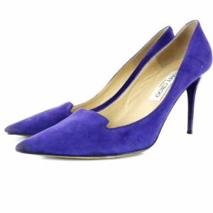 パンプス ポインテッドトゥ ピンヒール スウェード 39 26?p 紫 パープル